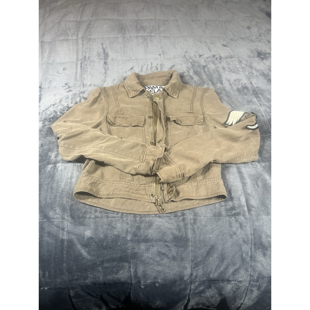 Pam & Gela Bird Patch Moto/Military Jacket Size P